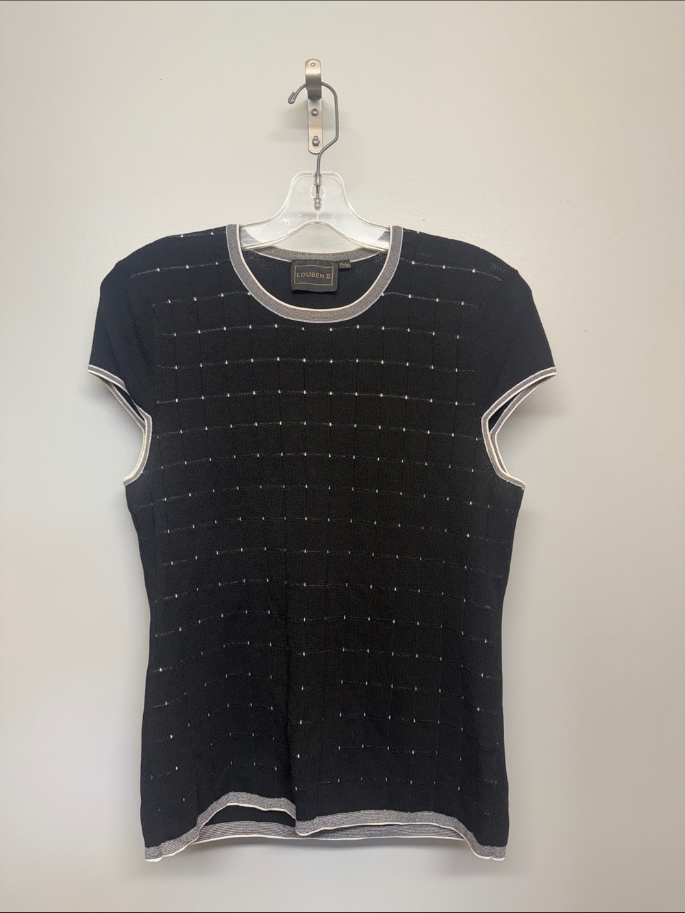 Louben II Black Short-Sleeve Knit Top with white Trim